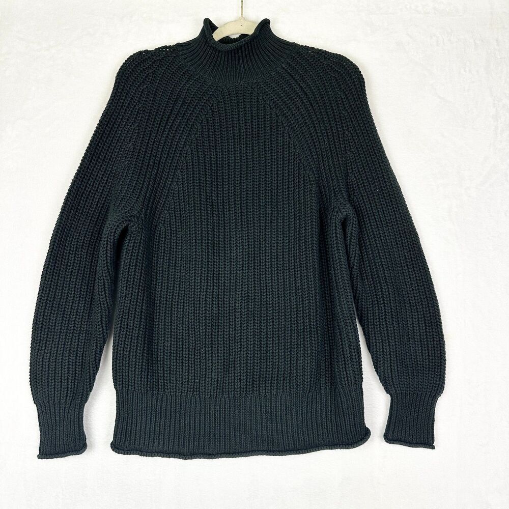 J Crew Relaxed Rollneck Sweater Size Small NWT Black Slouchy Cotton Timeless